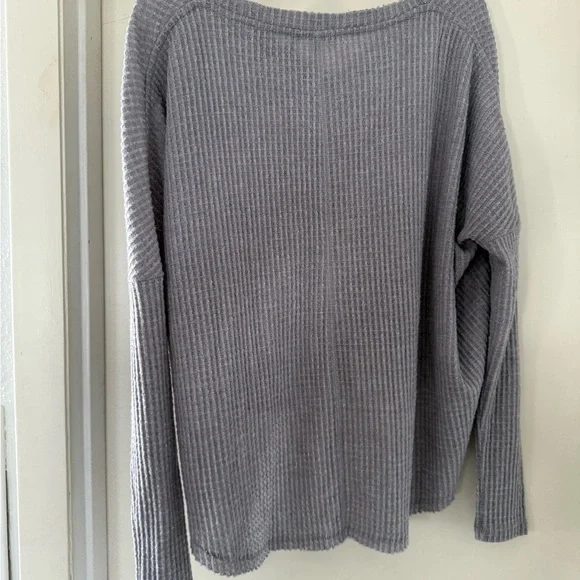 Gray Ribbed Button-Up Sweater - Picture 2 of 5